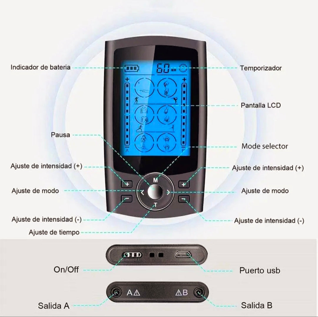 Electroestimulador muscular  Tens EMS Massage